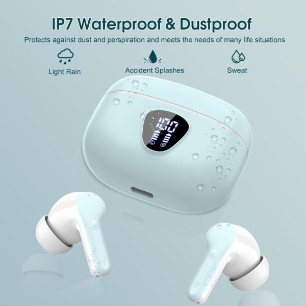 IP7 Waterproof Wireless Bluetooth Earphones with ENC Noise Cancelling Microphone - Image 6