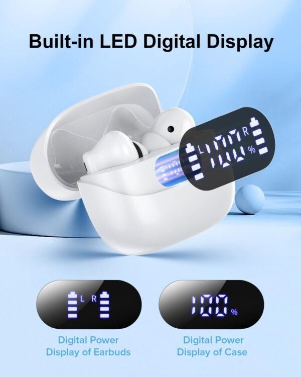 HiFi Stereo Call Noise Cancelling, IPX7 Waterproof Stereo In-Ear Headphones with LED Display - Image 18
