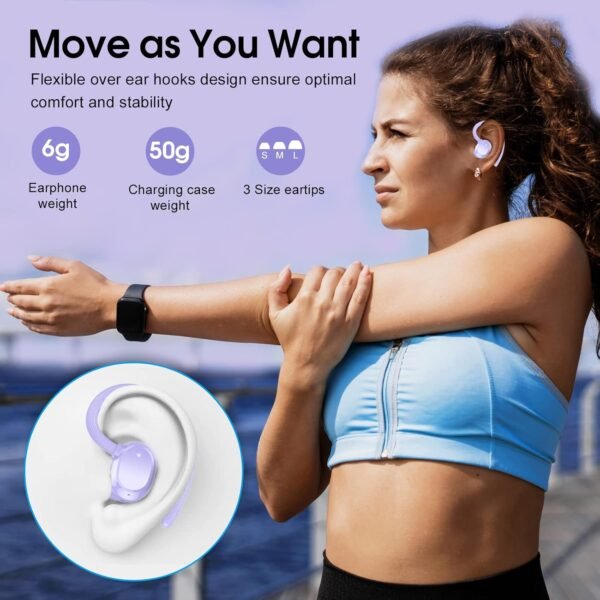 HiFi Stereo Bluetooth 5.3 In-ear Running Headphones with Earhook - Image 10