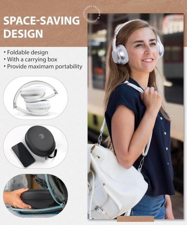 Foldable Wireless Earphones with Mic and Travel Case - Image 19