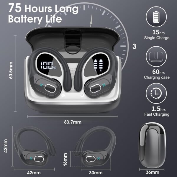 2025 Bluetooth Stereo Deep Bass, ENC Noise Cancelling Microphone, IPX7 Waterproof Earphones - Image 58