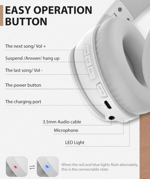 Foldable Wireless Earphones with Mic and Travel Case - Image 46