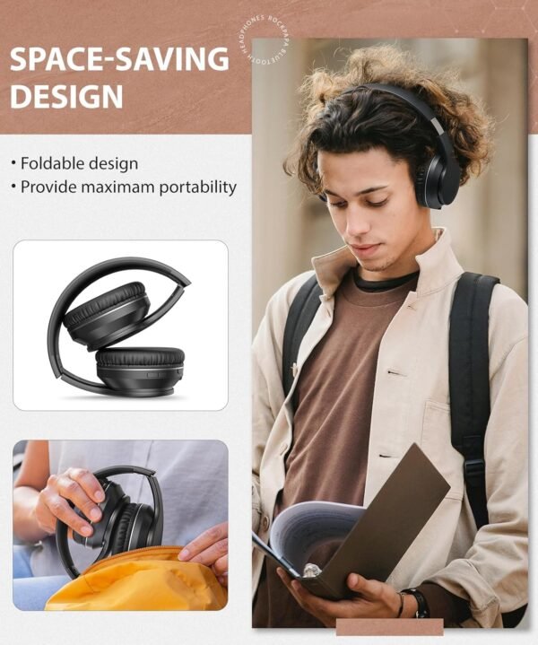 Foldable Wireless Earphones with Mic and Travel Case - Image 28