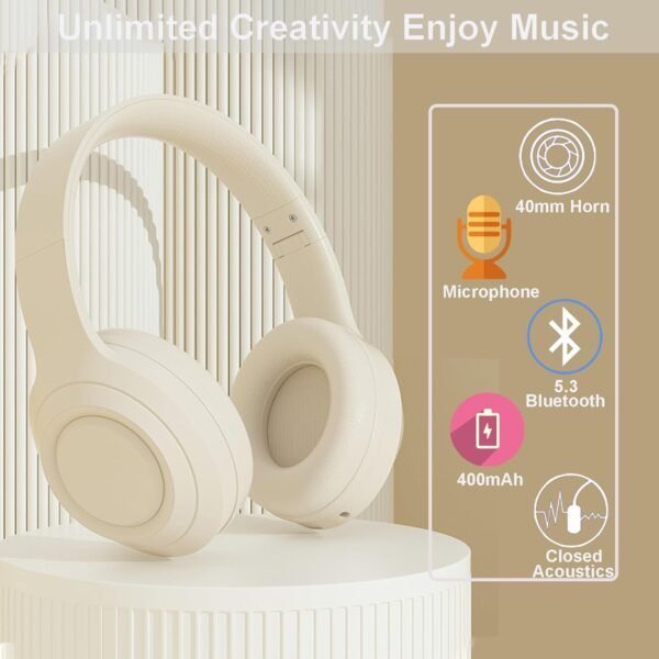 Hi-Fi Stereo Bluetooth Foldable Over-Ear Headphones with Built-in Microphone - Image 2