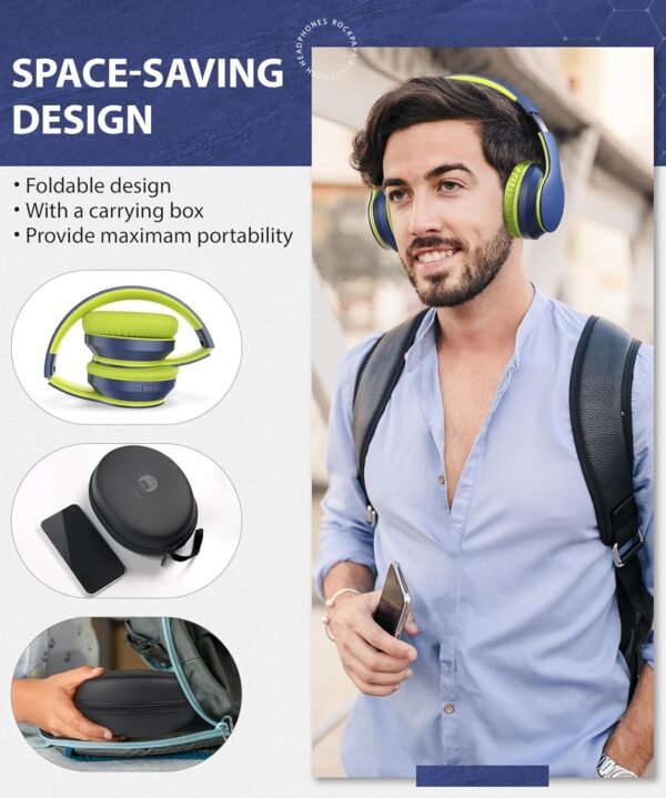Foldable Wireless Earphones with Mic and Travel Case - Image 54