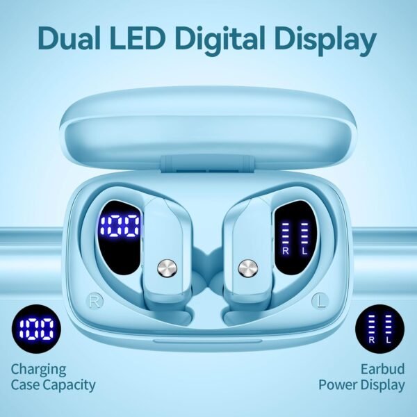 Wireless Bluetooth Headphones with LED Display and Ear Hooks - Image 2