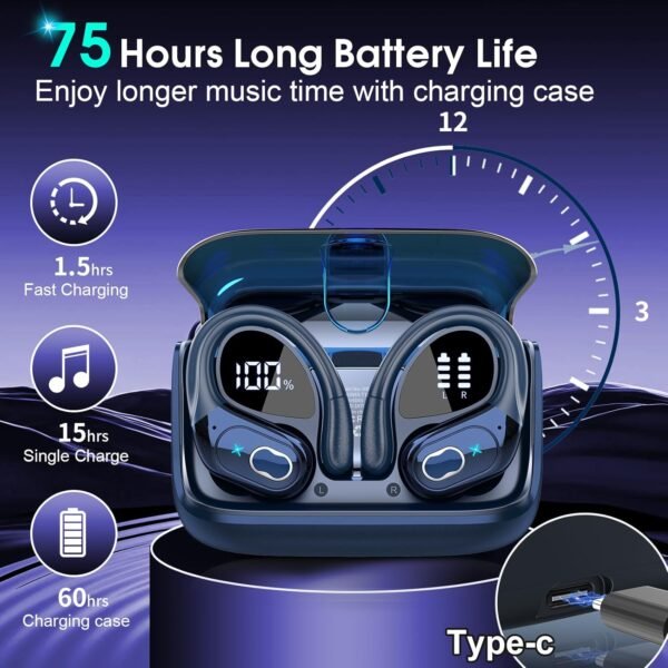 2025 Bluetooth Stereo Deep Bass, ENC Noise Cancelling Microphone, IPX7 Waterproof Earphones - Image 37