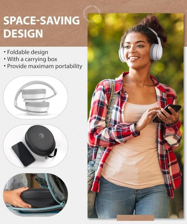 Foldable Wireless Earphones with Mic and Travel Case - Image 4