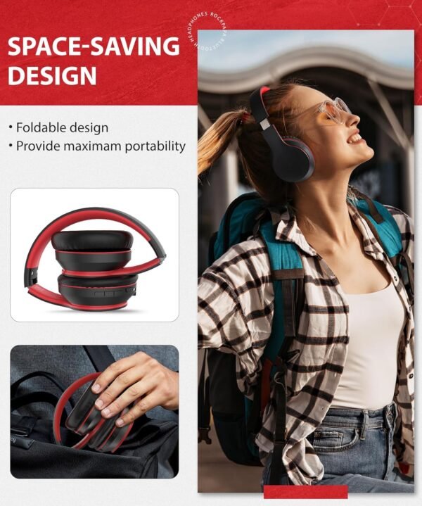 Foldable Wireless Earphones with Mic and Travel Case - Image 33